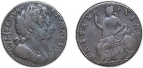 Great Britain Kingdom of England 1694 ½ Penny - William and Mary Copper 9.92g VF Sp 3452 KM 475.3