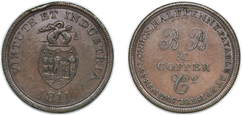 Great Britain United Kingdom 1811 ½ Penny (Bristol - Brass and Copper Company) C...