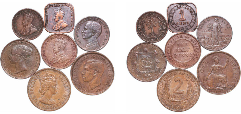 Great Britain United Kingdom 1841 - 1955 Coinage (7 Lots) Bronze XF