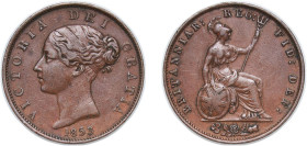 Great Britain United Kingdom 1853 ½ Penny - Victoria (1st portrait) Copper (1559000) 9.48g VF KM 726 Sp 3949