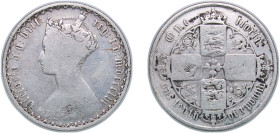 Great Britain United Kingdom 1856 1 Florin - Victoria (1st portrait; 'Gothic' type) Silver (.925) (2201700) 10.8g F KM 746 Sp 3891-3901