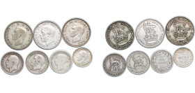 Great Britain United Kingdom 1880 - 1938 Coinage (7 Lots) Silver VF