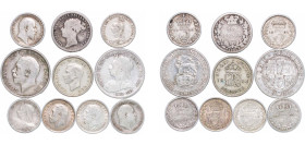 Great Britain United Kingdom 1881 - 1944 Coinage (10 Coins, weight all 24.92gr) Silver VF