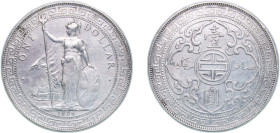 Great Britain United Kingdom 1896 B 1 Dollar (British Trade Dollar) Silver (.900) Bombay Mint (6135617) 26.81g XF KM T5