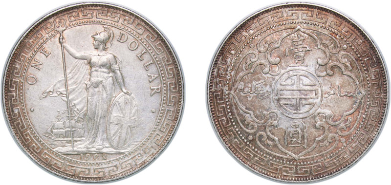 Great Britain United Kingdom 1902 B 1 Dollar (British Trade Dollar) Silver (.900...