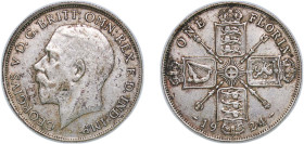 Great Britain United Kingdom 1924 1 Florin - George V (2nd issue) Silver (.500) (4582300) 11.26g XF KM 817a Sp 4022