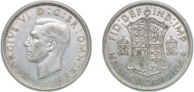 Great Britain United Kingdom 1944 ½ Crown - George VI (1st type) Silver (.500) Royal Mint (Tower Hill) (15255100) 14.15g AU KM 856 Sp 4080