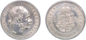 Hungary Austro-Hungarian Empire 1882 KB 1 Forint - Francis Joseph I Silver (.900) Kremnica Mint (1897441) 12.34g AU ÉH 1466 H 2141 KM 469 Adamo M15