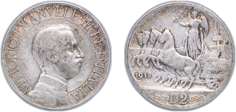 Italy Kingdom 1912 R 2 Lire - Victor Emmanuel III Silver (.835) Rome Mint (21662...