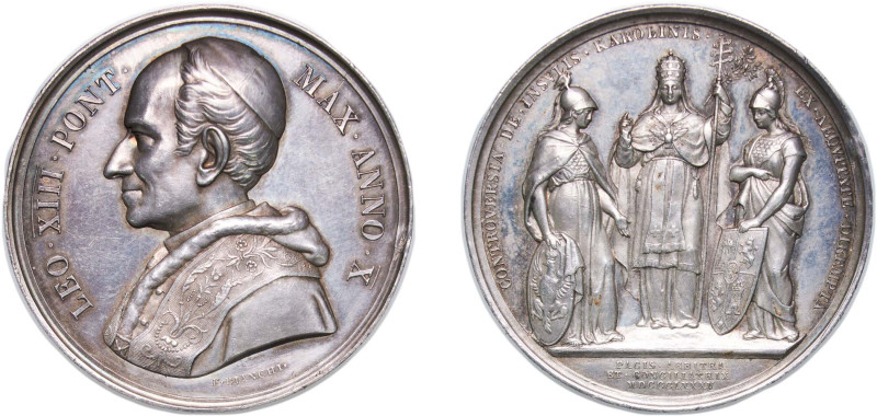 Italy Papal States Italian states 1885 Medal - Leo XIII (Arbitration of the Conf...