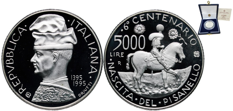 Italy Republic 1995 R 5000 Lire (Pisanello) Silver (.835) Rome Mint (7800) 18g P...