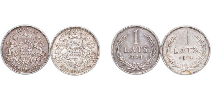 Latvia Republic 1924 1 Lats (2 Lots) Silver (.835) Royal Mint (Tower Hill) (1000...