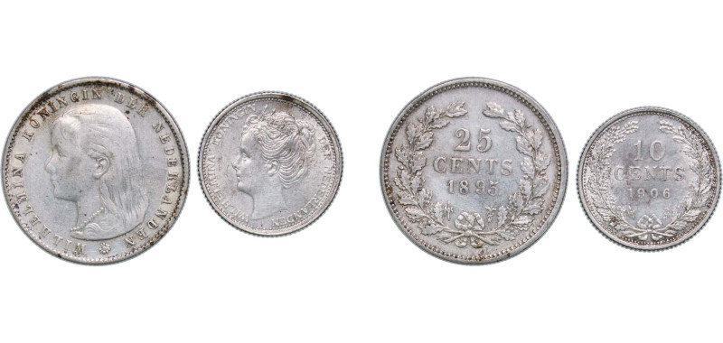 Netherlands Kingdom 1895 - 1906 Cents - Wilhelmina (2 Lots) Silver Utrecht Mint ...