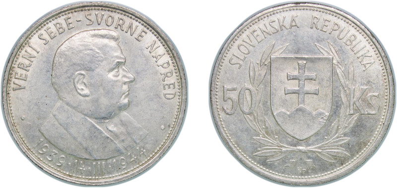 Slovakia Republic 1944 50 Korún (Slovak Republic Anniversary) Silver (.700) (200...