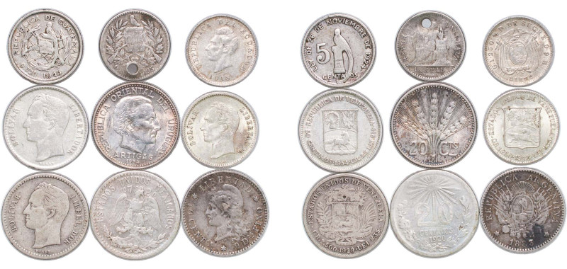 Argentina 1883 - 1954 Guatemala, Venezuela, Mexico, Ecuador Coinage (12 Lots) Si...