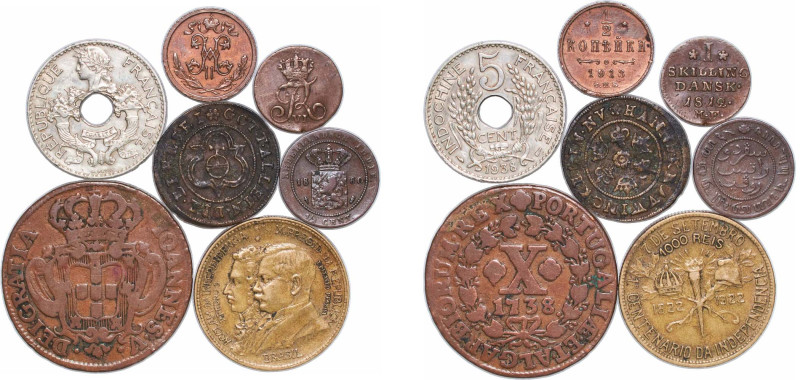 Brazil 1738 - 1938 Portugal, Russia, France Coinage (7 Lots) VF