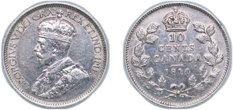 Canada Commonwealth 1914 10 Cents - George V Silver (.925) Ottawa Mint (2549811)...