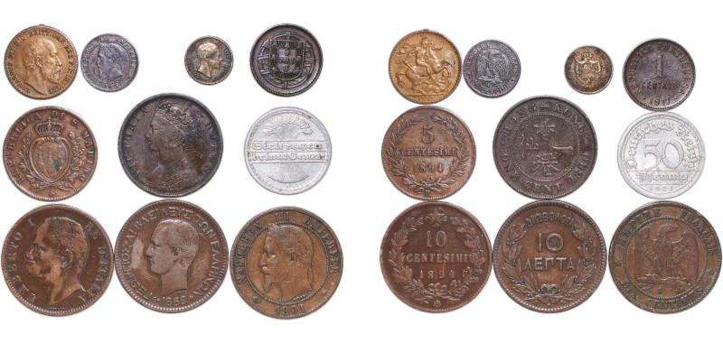 France 1861 - 1921 Coinage (10 Lots) Copper VF