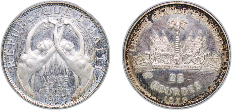 Haiti Second Republic 1975 25 Gourdes (International Women's Year) Silver (.925)...