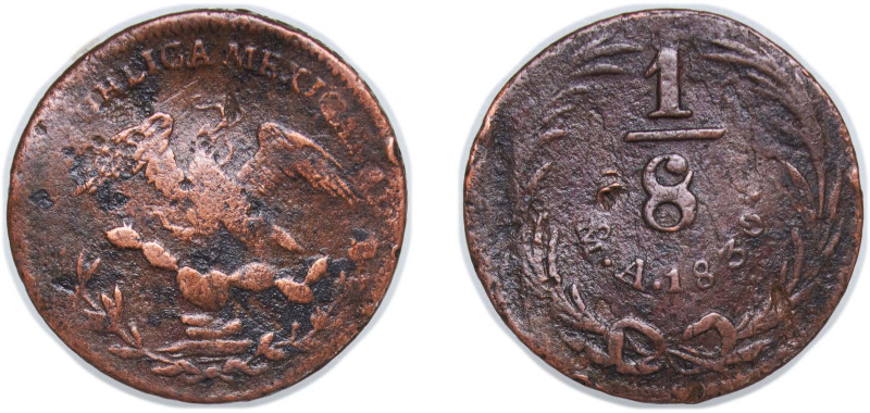 Mexico Federal Republic 1830 Mo ⅛ Real "Octavo" (Federal Coinage) Copper Mexico ...