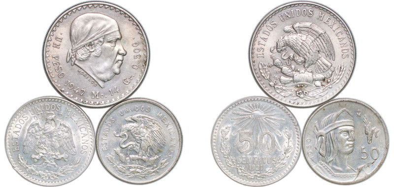 Mexico United Mexican States 1921 - 1950 Mo Coinage (3 Lots) Silver Mexico City ...