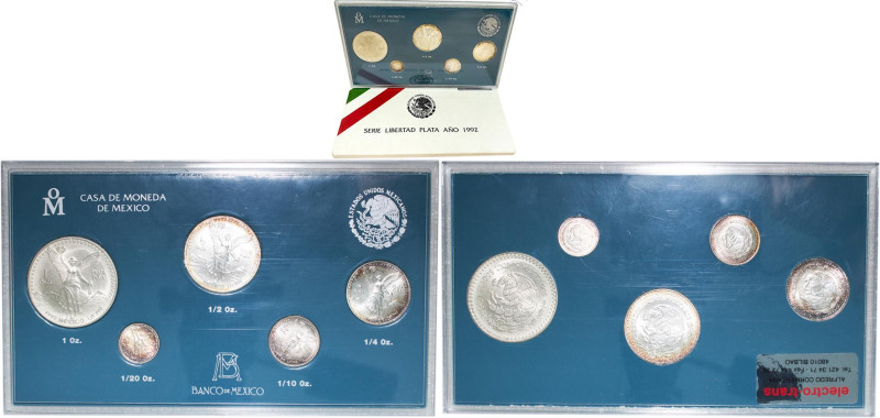 Mexico United Mexican States 1992 Mo Onza "Libertad" Set (5 Lots) Silver (.999) ...