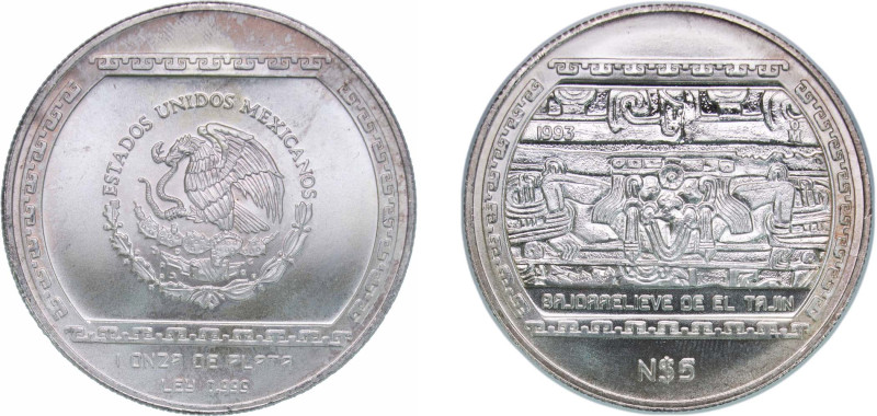 Mexico United Mexican States 1993 Mo 5 Nuevos Pesos (Bajorrelieve Del Tajin - 1 ...