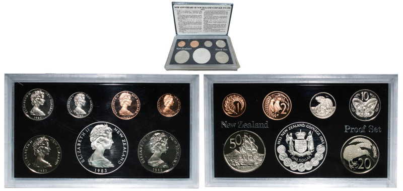 New Zealand State 1983 Coinage Set - Elizabeth II (7 Lots) Royal Mint PF