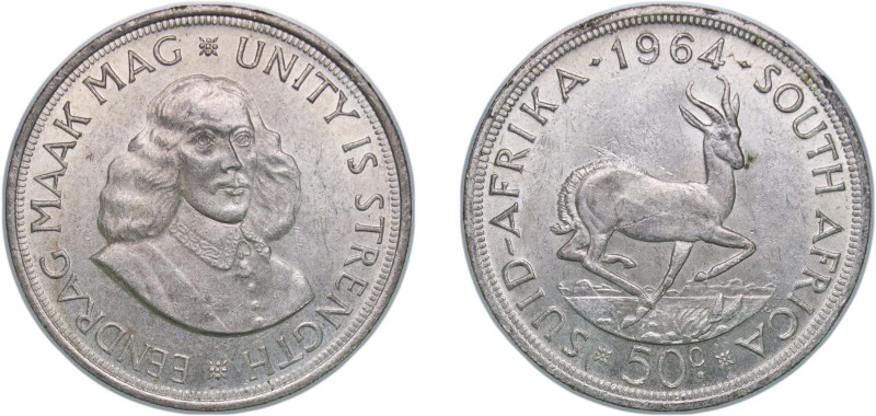 South Africa Republic 1964 50 Cents (1st decimal series) Silver (.500) Pretoria ...