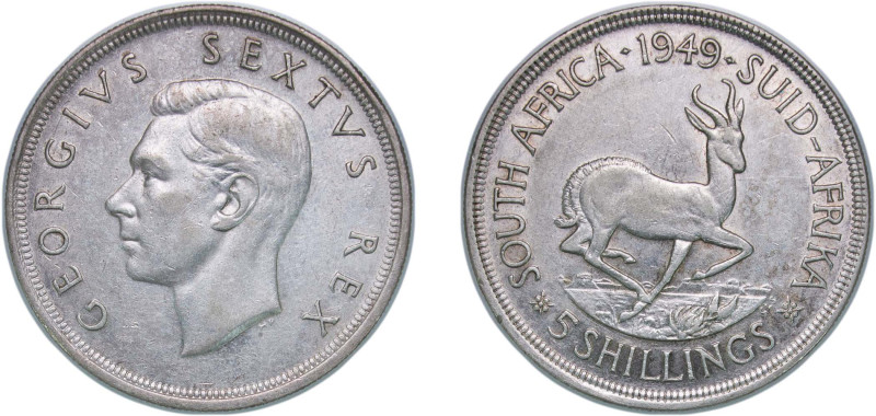 South Africa Union 1949 5 Shillings - George VI Silver (.800) Pretoria Mint (535...