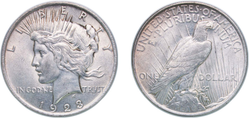 United States Federal republic 1923 1 Dollar "Peace Dollar" Silver (.900) Philad...