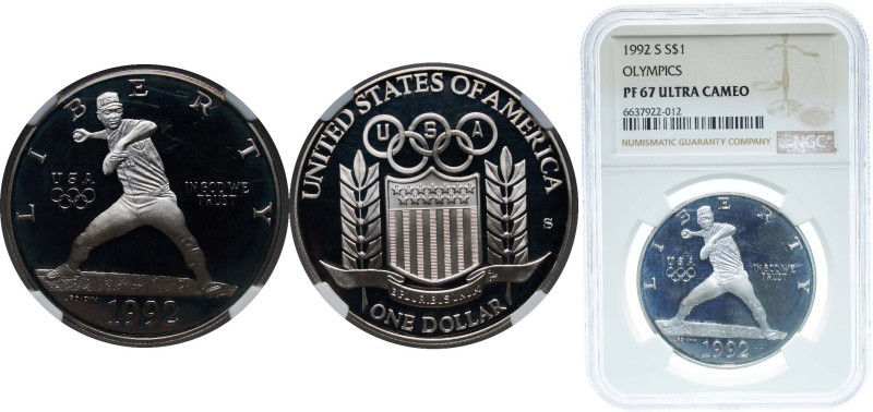 United States Federal republic 1992 S 1 Dollar (XXV Olympiad) Silver (.900) San ...