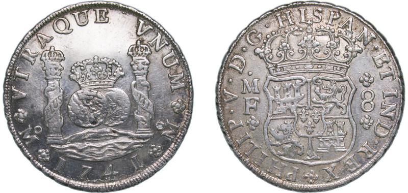 Mexico Spanish colony 1741 Mo MF 8 Reales - Philip V Silver (.917) Mexico City M...