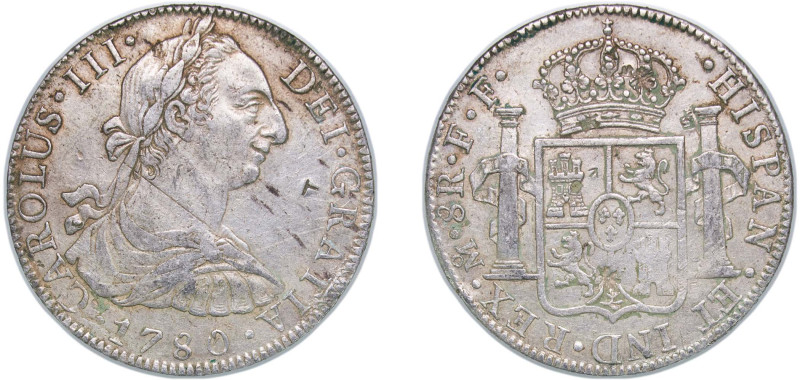 Mexico Spanish colony 1781 Mo FF 8 Reales - Charles III Silver (.903) Mexico Cit...