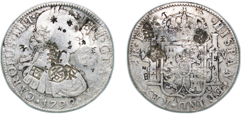 Mexico Spanish colony 1792 Mo FM 8 Reales - Charles IV Silver (.903) Mexico City...