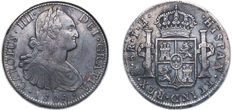 Mexico Spanish colony 1805 Mo TH 8 Reales - Charles IV Silver (.903) Mexico City...