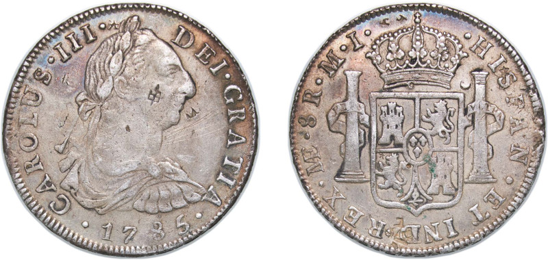 Peru Spanish colony 1785 LIMA MI 8 Reales - Charles III Silver (.896) Lima Mint ...