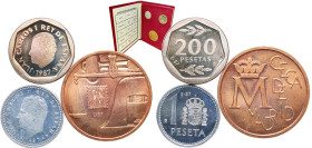 Spain Kingdom 1987 M Coinage Set - Juan Carlos I (III Numismatic exhibition, 3 Lots) Madrid Mint BU