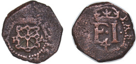 Spain Kingdom of Navarre Spanish states 1622 - 1641 4 Cornados - Philip IV Copper Pamplona Mint 3.62g VF KM 20 Cal 1468