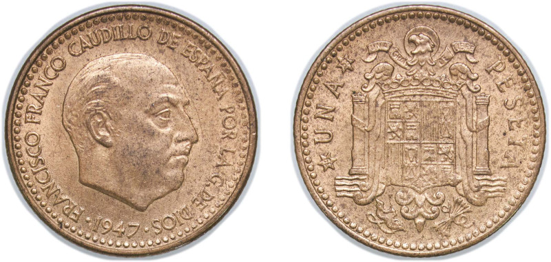 Spain Nationalist Government 1947 *19-53 1 Peseta - Francisco Franco Aluminium b...