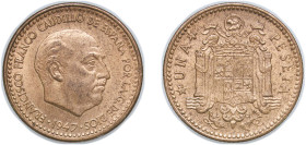 Spain Nationalist Government 1947 *19-53 1 Peseta - Francisco Franco Aluminium bronze Madrid Mint (34000000) 3.57g UNC KM 775