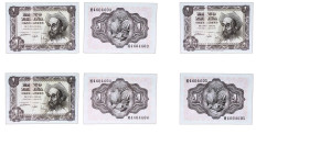 Spain Nationalist Government 1951 1 Peseta 3 correlative Trio Serie M Paper UNC P 139