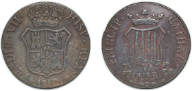 Spain Principality of Catalonia Spanish states 1812 6 Quartos - Ferdinand VII (VI QUAR) Copper Majorca Mint 13.79g VF KM 116