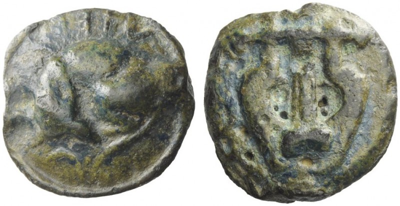GREEK COINAGE 
 Umbria, Tuder 
 Semis circa 220-200 BC, Æ 34.44 g. Sleeping do...