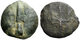 GREEK COINAGE 
 Central Italy, Uncertian mint 
 Sextans circa 280-260 BC, Æ 44.15 g. Upright spearhead: in l. field, two pellets. Rev. Trident. ICC ...