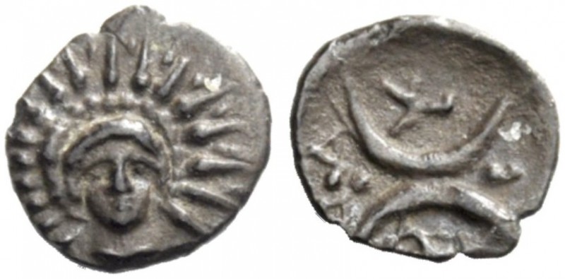 GREEK COINAGE 
 Rubi 
 Obol circa 333-330 BC, AR 0.27 g. Head of Helios facing...
