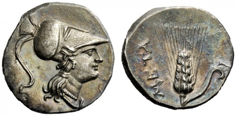 GREEK COINAGE 
 Metapontum 
 Time of Hannibal. Half shekel circa 215-207 BC, A...