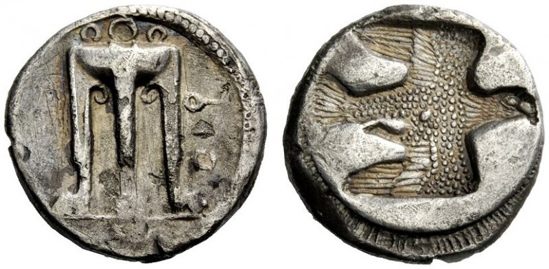 GREEK COINAGE 
 Croton 
 Nomos circa 480-430 BC, AR 7.74 g. Tripod. Rev. Incus...