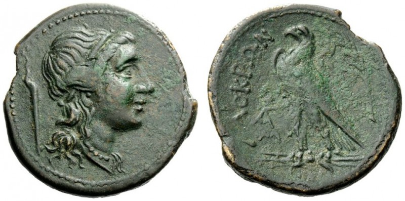 GREEK COINAGE 
 Locri 
 Bronze circa 287-278 BC, Æ 13.96 g. Head of Persephone...