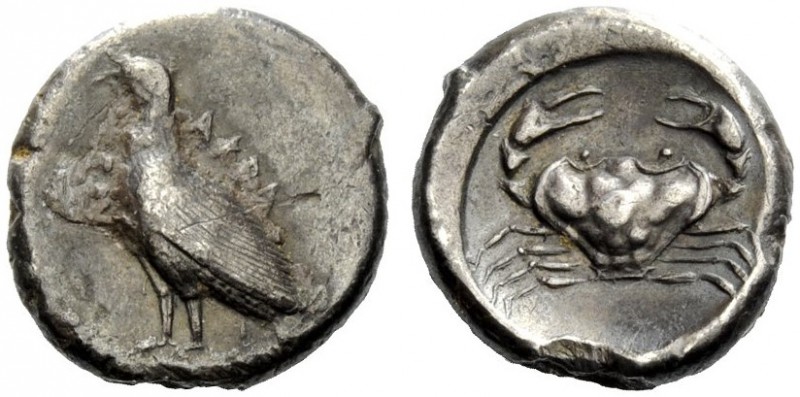 GREEK COINAGE 
 Sicily, Agrigentum 
 Didrachm circa 485 BC, AR 8.37 g. Eagle s...